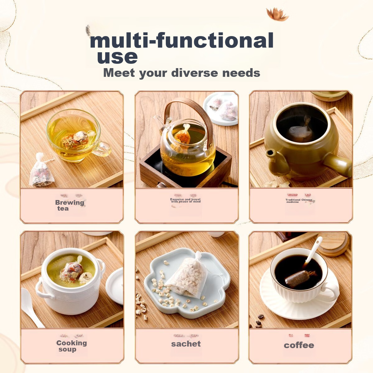 Baijie Tea Filter Bags, Disposable Tea Strainer Bags, Corn Fiber Tea Bags, Folde...