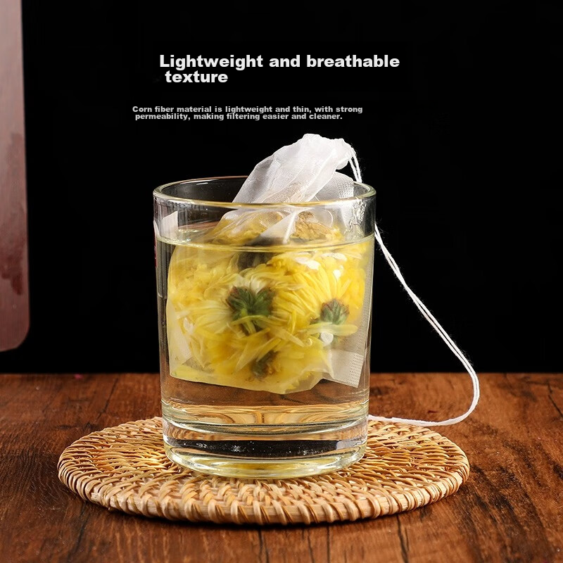 Baijie Tea Filter Bags, Disposable Tea Strainer Bags, Corn Fiber Tea Bags, Folde...