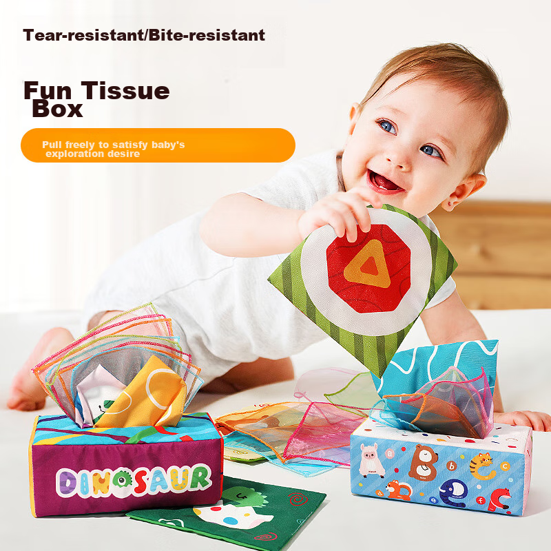 Dad Mom Baby Tissue Paper Toy Pull-Out Book Chewable Baby Toy 0-1 Year Old Tear-...