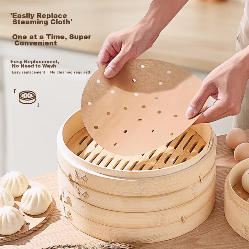 Baicaoyuan Natural Color Steamer Paper for Steaming Buns And Mantou, Food-Grade...