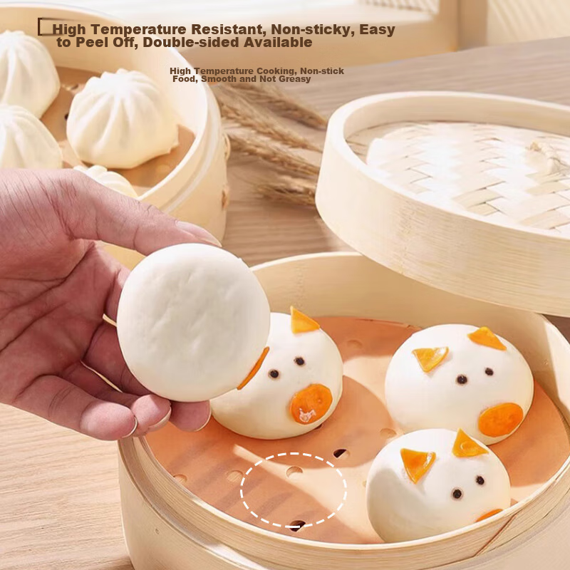 Baicaoyuan Natural Color Steamer Paper for Steaming Buns And Mantou, Food-Grade...