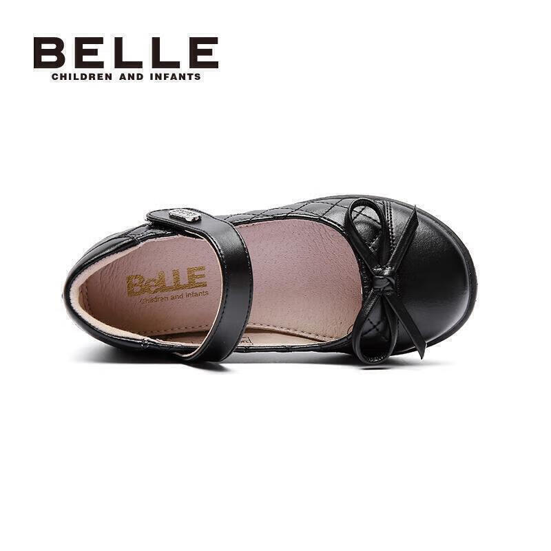 Belle Children's Shoes, Girls' Black Leather Shoes, Spring And Autumn Soft-Soled...