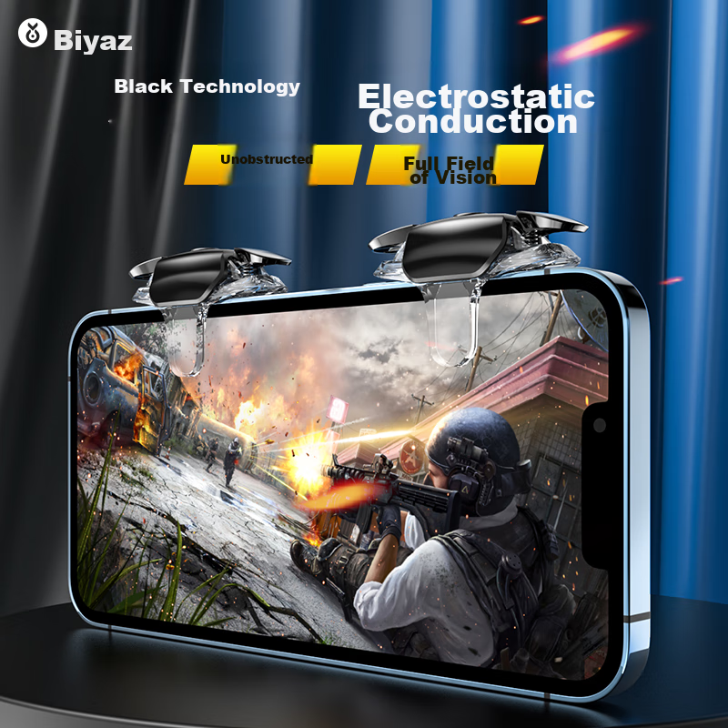 Biaze Gaming Peripheral for PUBG Mobile, Mechanical Buttons for Gun Pressing Ass...
