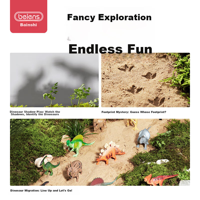 Beinshi Children's Dinosaur Model Toy Set, Soft Rubber Realistic Dinosaurs, 20-P...