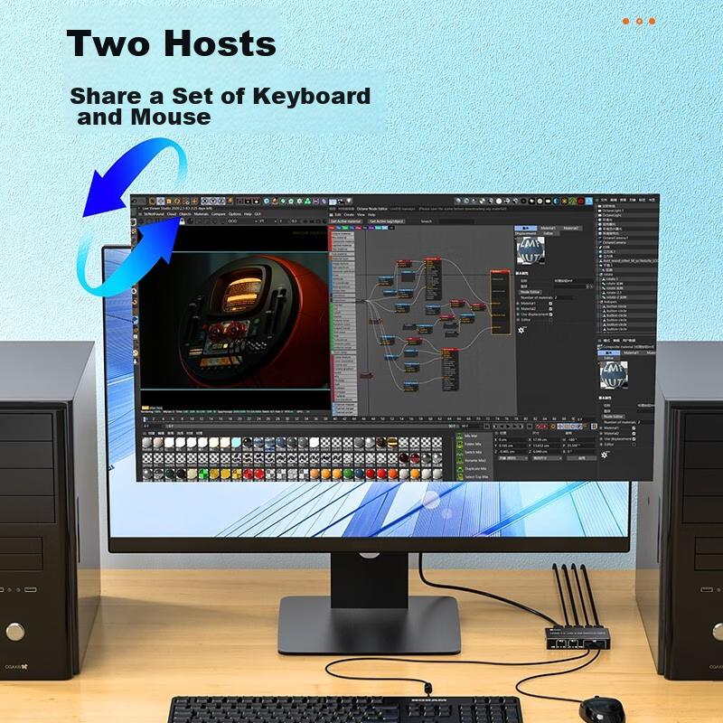 Biaze HDMI KVM Switch 2-In 2.0 Version, 2-In 4K HD, Keyboard Mouse Printer Shari...