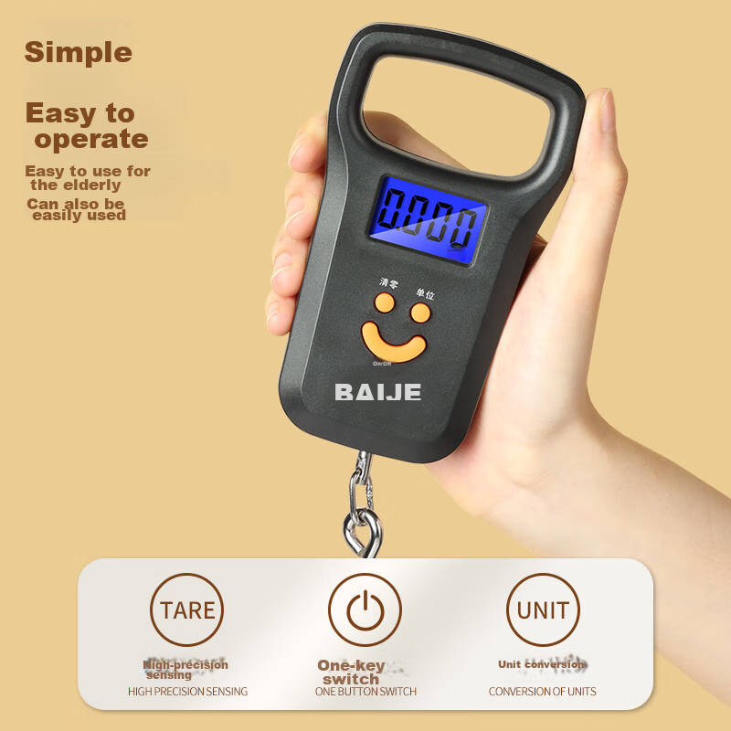 Baijie Handheld Electronic Scale, Portable Spring Scale, Hook Scale, Small Hangi...