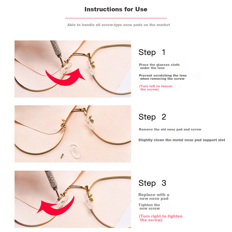 Boshide Glasses Nose Pads, Eyeglass Nose Bridge Set, Silicone Airbag Non-Slip Ac...