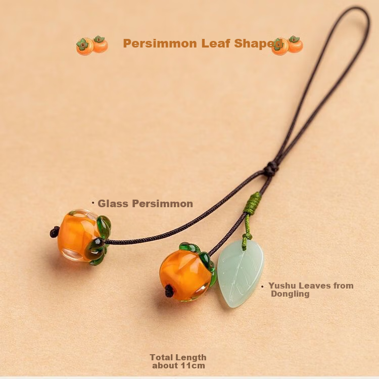 BeiYiPin Persimmon-shaped Lucky Phone Pendant Short Hanging Rope Men and Women R...