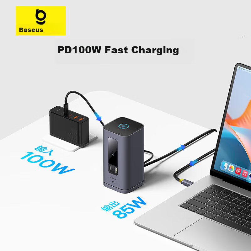 Baseus Desktop Type-C Docking Station Charger with HDMI Dual Video 4K Converter,...