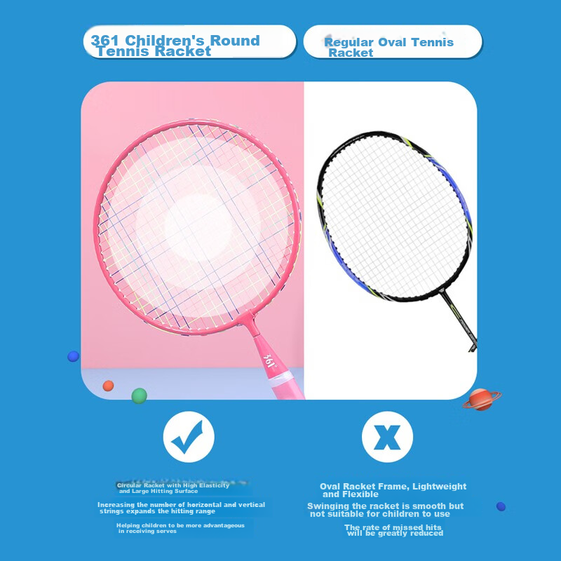 361° Badminton Racket, Durable for Children, Suitable for Ages 3-12, Toy Gift Se...