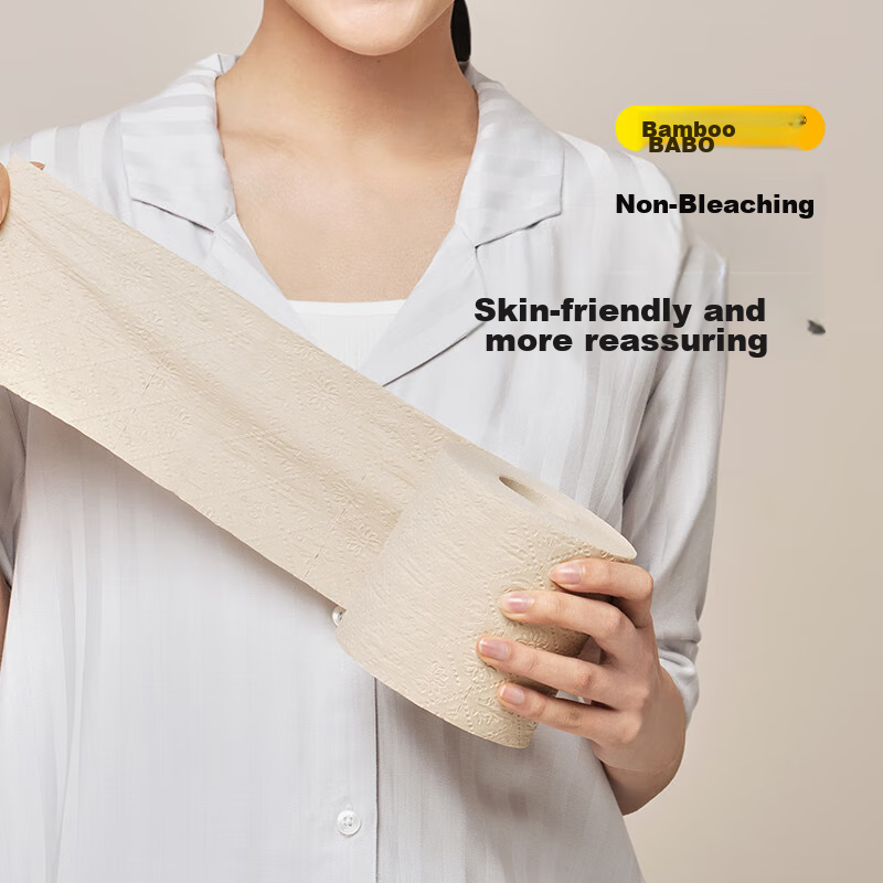 Bambu Core Roll Toilet Paper, 4-Ply, 200g*10 Rolls, Natural Color, High-Weight R...