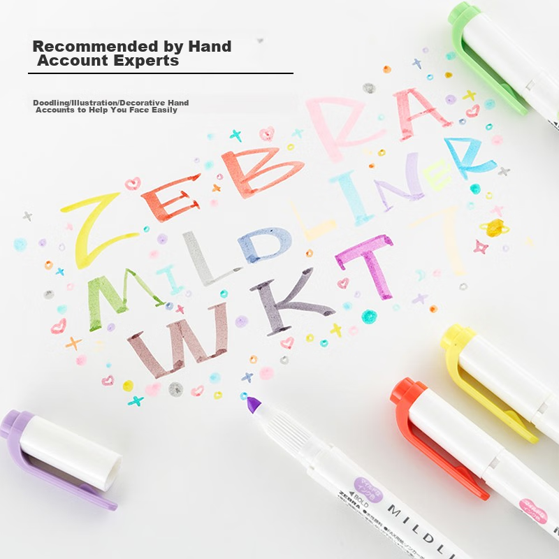 ZEBRA Double-Ended Soft Highlighter WKT7, 5-Color Set, Mildliner Series Single-C...