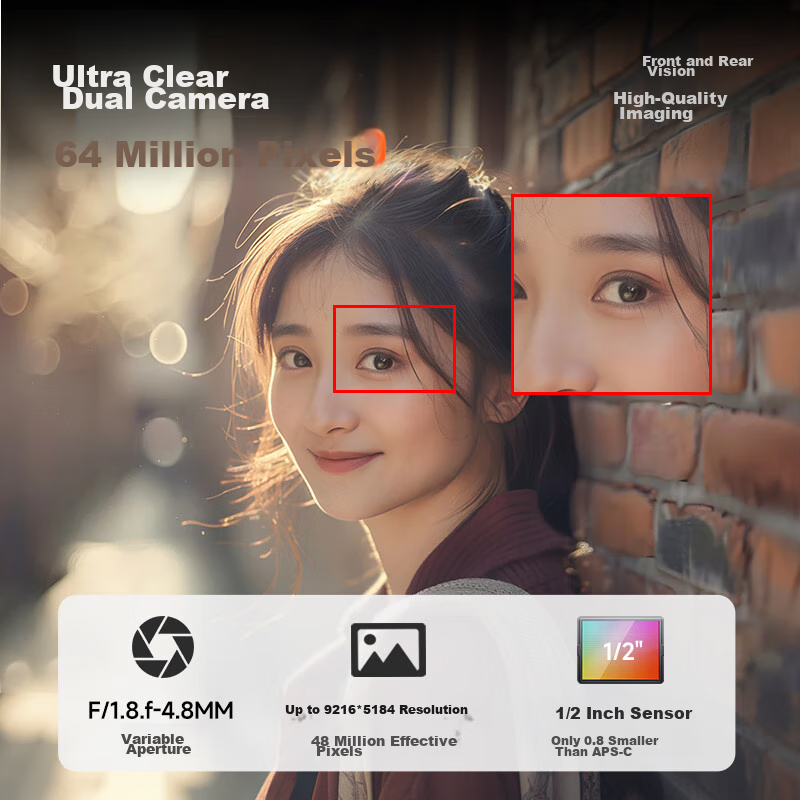 CAIZU 4800W Effective Pixel Mirrorless Camera, Dual Lens Digital Camera, 5K Vide...