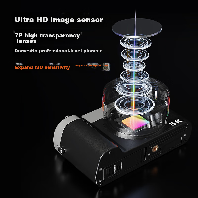 CAIZU 4800W Effective Pixel Mirrorless Camera, Dual Lens Digital Camera, 5K Vide...