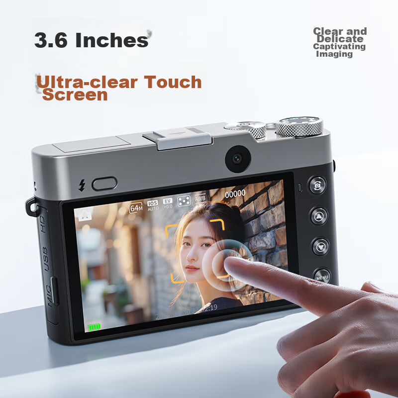 CAIZU 4800W Effective Pixel Mirrorless Camera, Dual Lens Digital Camera, 5K Vide...