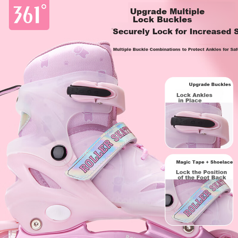 361° Roller Skates for Beginners Children Adults Professional Inline Skates Pink...
