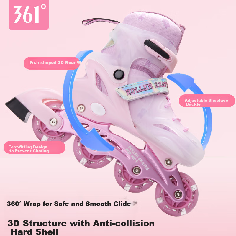 361° Roller Skates for Beginners Children Adults Professional Inline Skates Pink...
