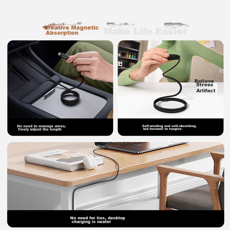 Baseus [Tungsten Gold] Series Magnetic Data Cable, Type-C Apple 15/16 Charging C...