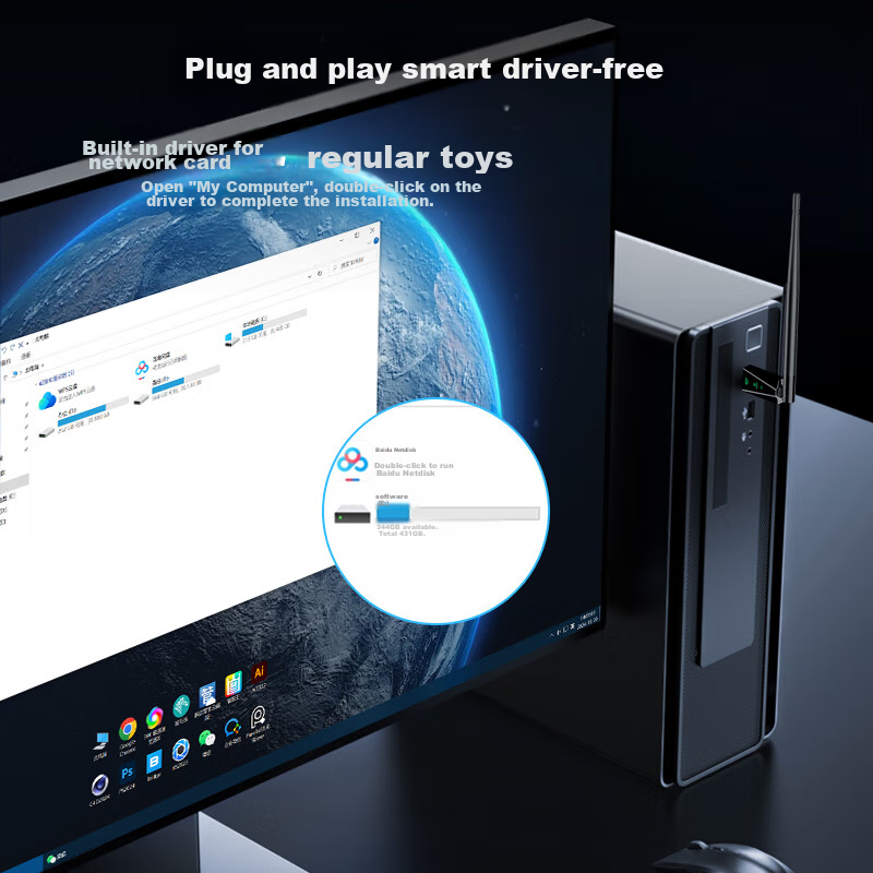 Biaze WiFi 6 Smart Plug-And AX900 USB Wireless Network Adapter, External High-Ga...