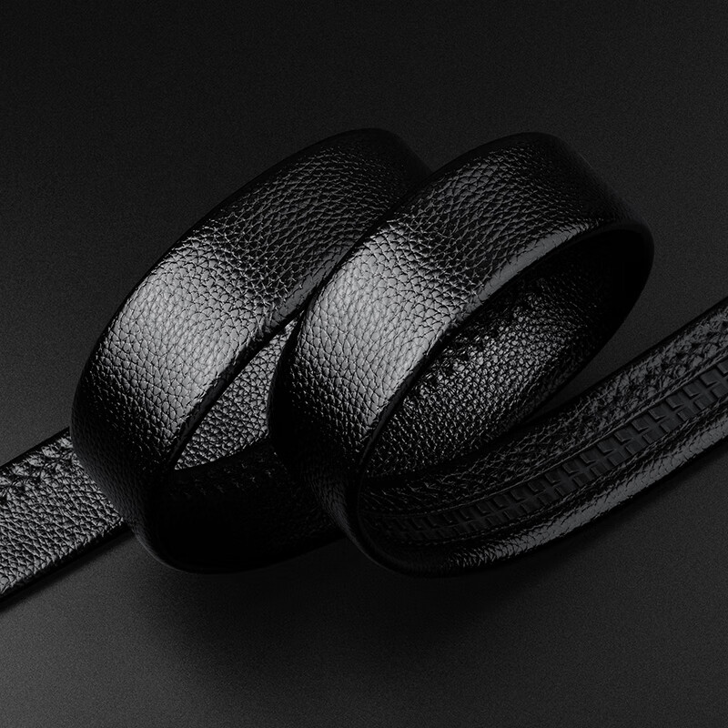 Half Cigarette Leather Belt for Men, Business Automatic Buckle Waist Belt, Headl...