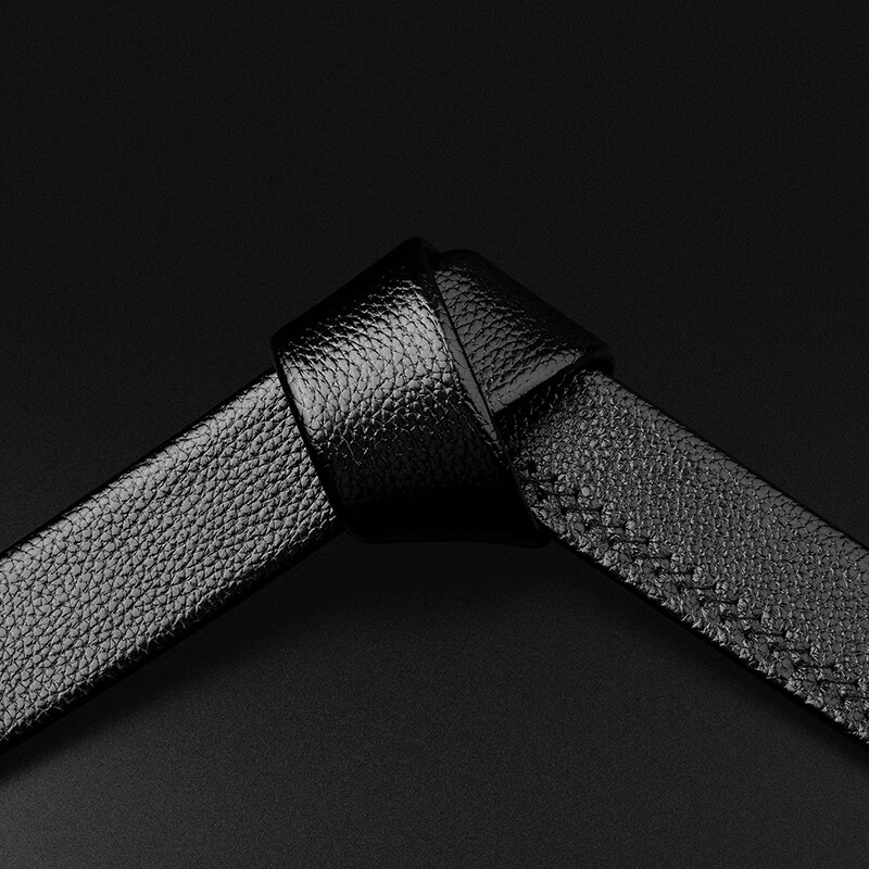 Half Cigarette Leather Belt for Men, Business Automatic Buckle Waist Belt, Headl...