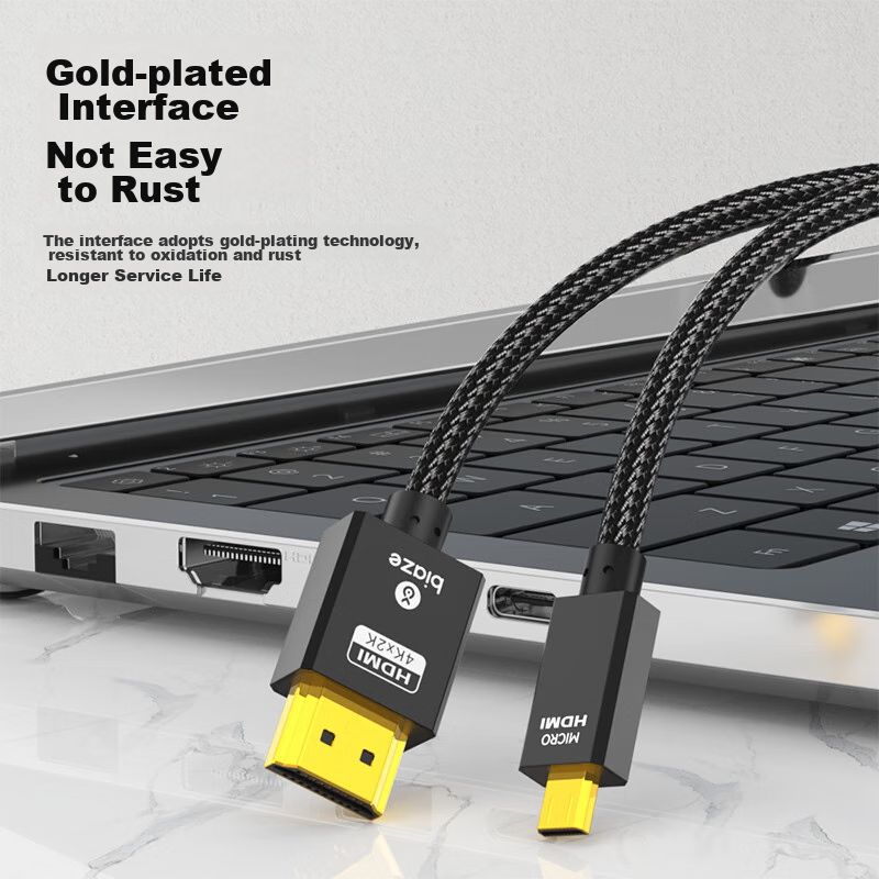 Biaze Micro HDMI to HDMI Adapter Cable, 3 Meters, 4K High-Definition Conversion...