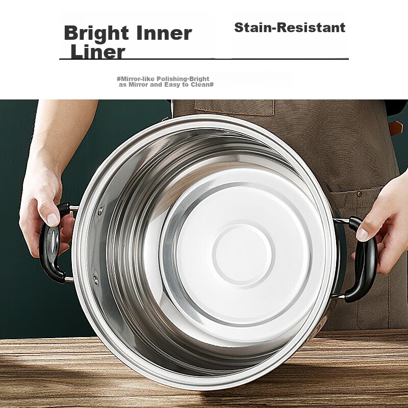 BAYCO Stainless Steel Steamer Pot, 30cm, Double-Layer, Thickened, Compatible wit...