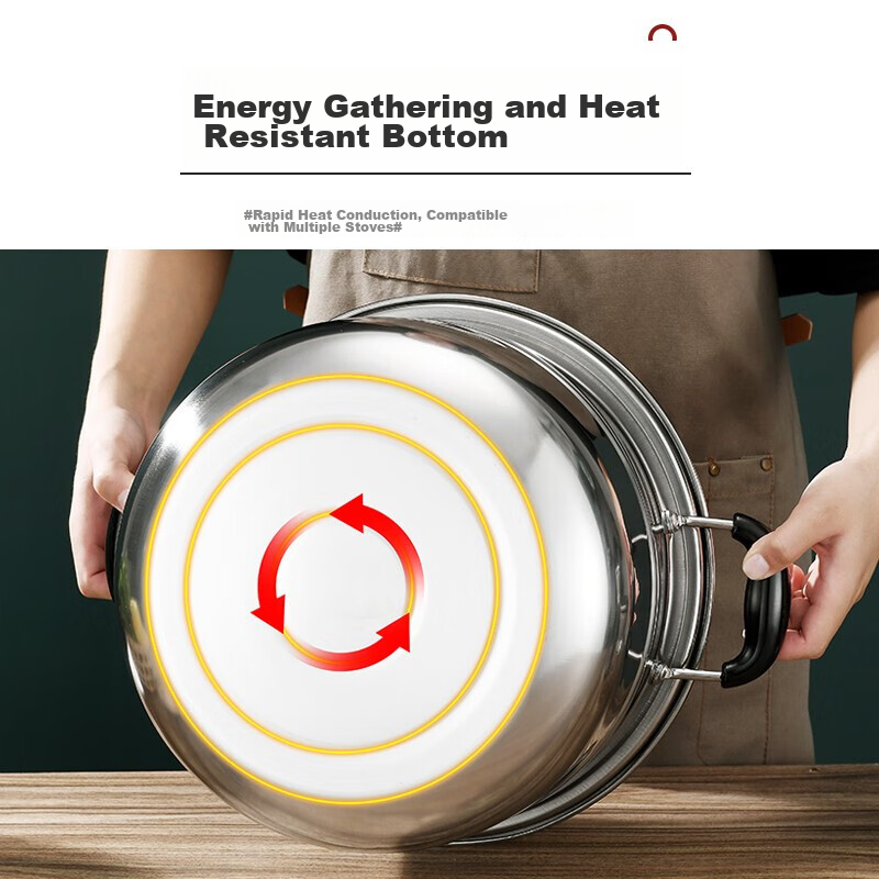 BAYCO Stainless Steel Steamer Pot, 30cm, Double-Layer, Thickened, Compatible wit...