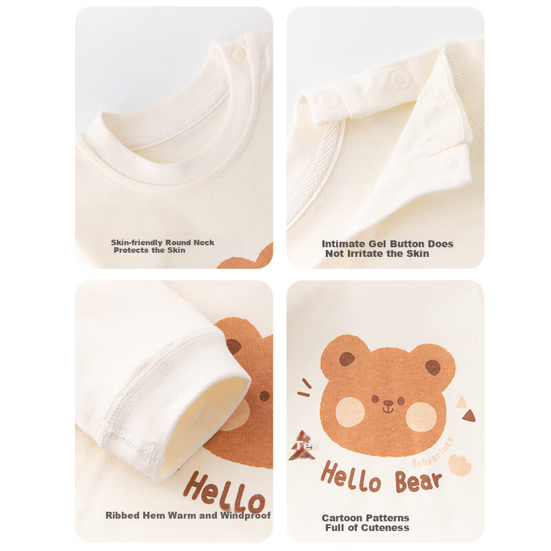 Babyprints Kids Underwear Set Boys and Girls Baby Autumn Clothes 2-Piece Set Pur...