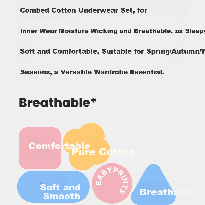 Babyprints Kids Underwear Set Boys and Girls Baby Autumn Clothes 2-Piece Set Pur...