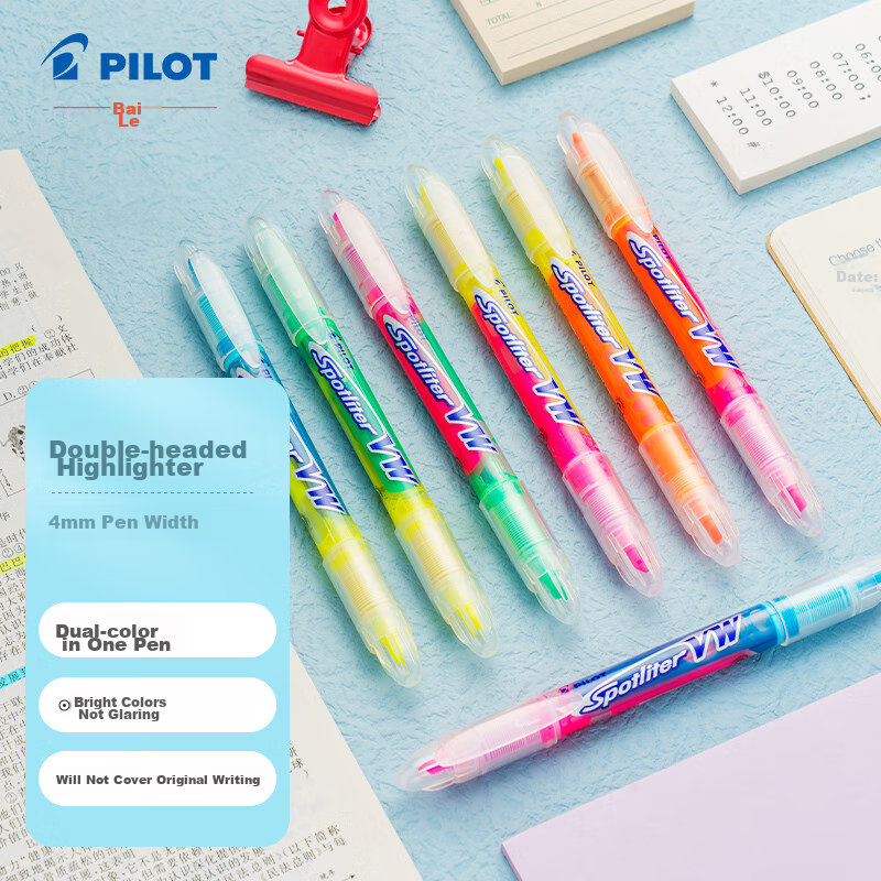 PILOT Dual-Tip Marker Pen, Liquid Ink Fluorescent Pen, Student Stationery, SVW-1...