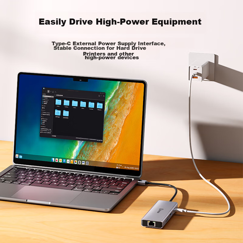 Biaze USB Expansion Dock to HDMI Adapter, Type-C Expansion Network Card Cable Co...