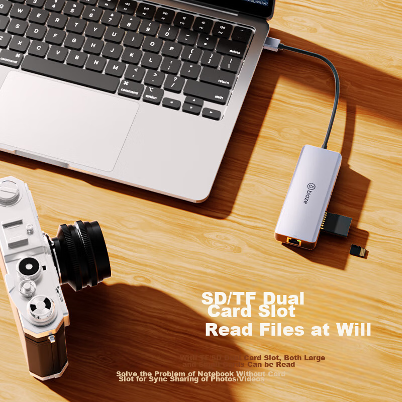 Biaze USB Expansion Dock to HDMI Adapter, Type-C Expansion Network Card Cable Co...