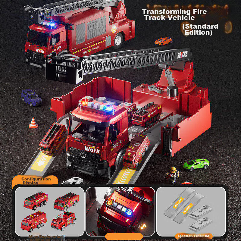 Beibi Children's Transforming Water-Spraying Fire Truck, Early Education Toy for...