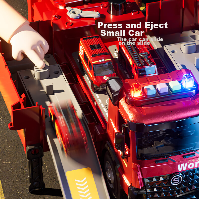 Beibi Children's Transforming Water-Spraying Fire Truck, Early Education Toy for...