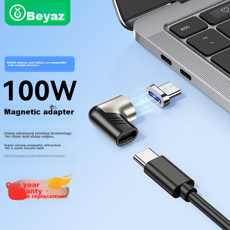 Biaze Type-C Adapter, Right-Angle Magnetic Adapter, Supports 100W High Power, Ap...