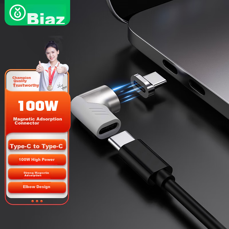 Biaze Type-C Adapter, Right-Angle Magnetic Adapter, Supports 120W High Power, Ap...