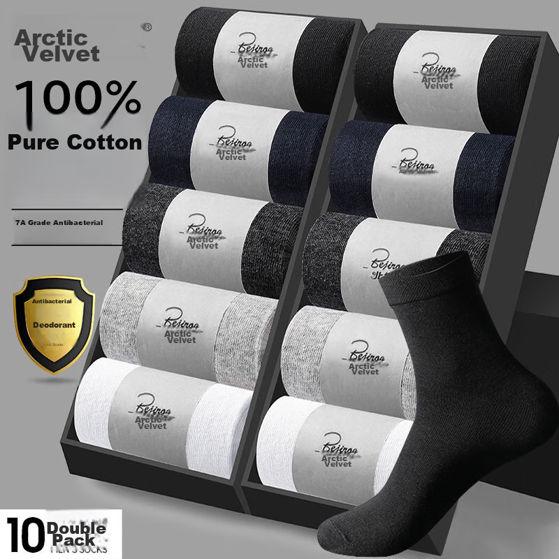 Arctic Fleece Socks for Men, Mid-Calf Socks for Spring And Autumn, 100% Pure Cot...