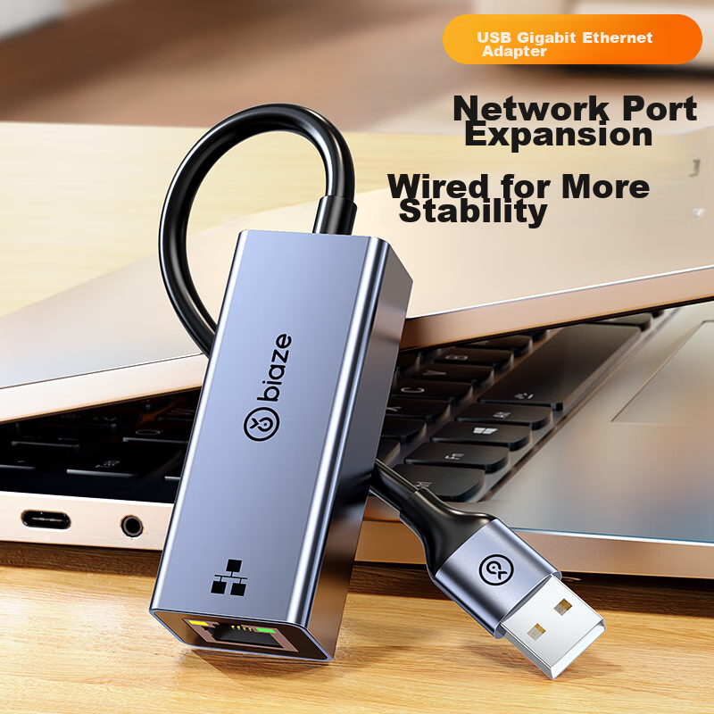 Biaze USB to Ethernet Adapter, Driver-Free Laptop Docking Station, RJ45 100Mbps...