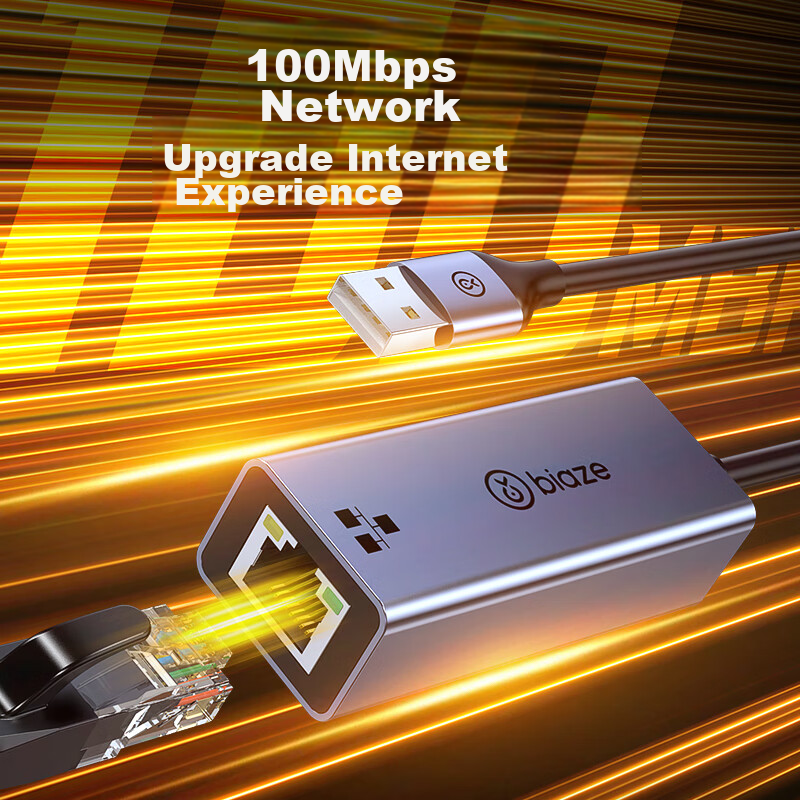 Biaze USB to Ethernet Adapter, Driver-Free Laptop Docking Station, RJ45 100Mbps...