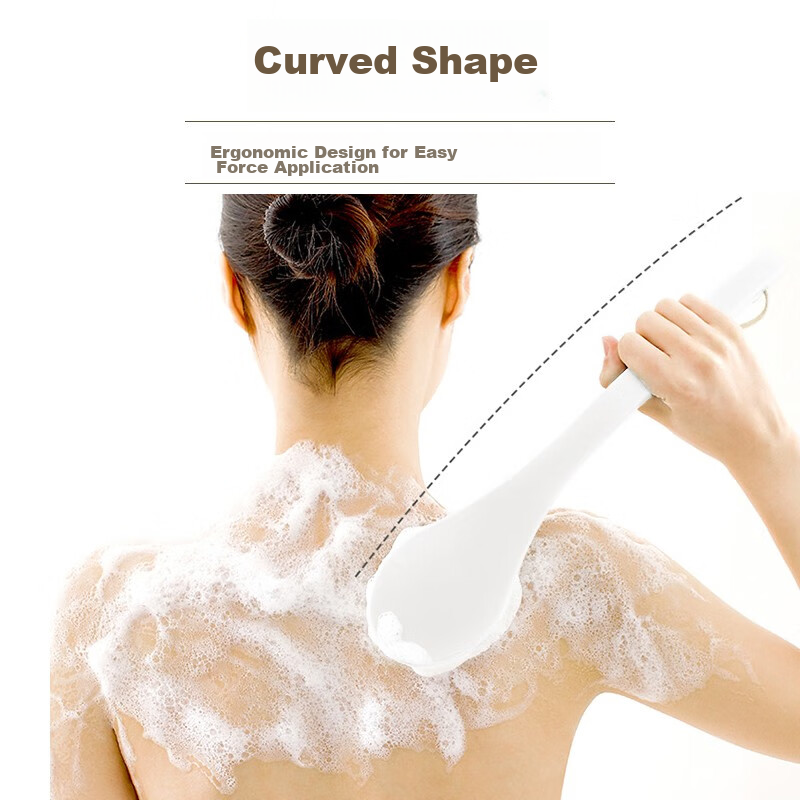 Bingyou Premium Curved Handle Japanese Bath Brush, Japanese-Style Long Handle So...