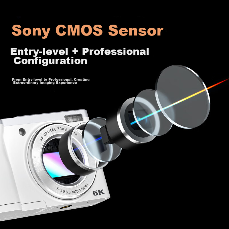 CAIZU Optical Zoom Front And Rear Dual Digital Camera, 5X Telephoto Zoom Retract...