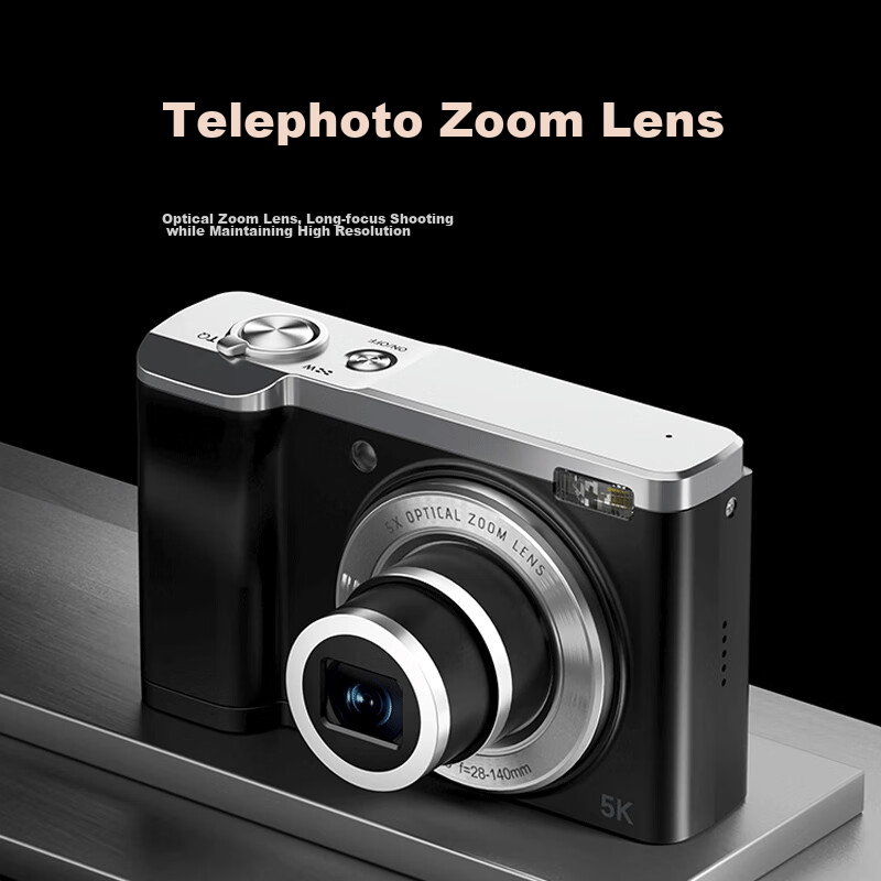 CAIZU Optical Zoom Front And Rear Dual Digital Camera, 5X Telephoto Zoom Retract...