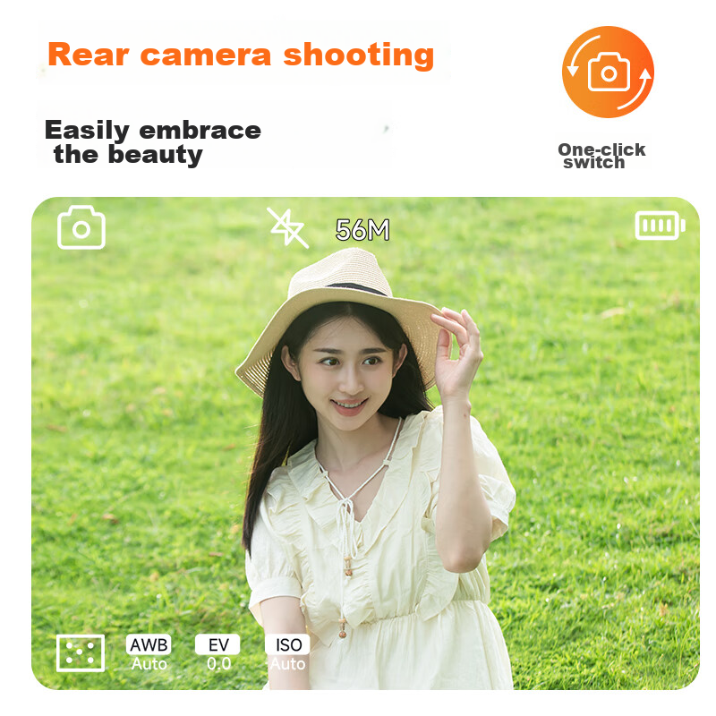 CAIZU Optical Zoom Front And Rear Dual Digital Camera, 5X Telephoto Zoom Retract...