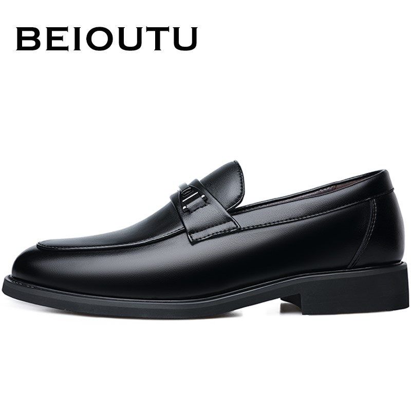 BEIOUTU Men's Slip-On Leather Shoes, Business Casual, Fashionable Loafers, Forma...