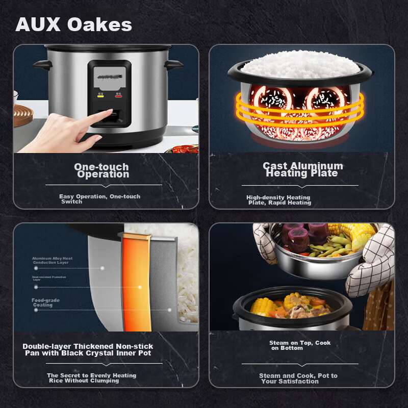 AUX Rice Cooker, Micro-Pressure Electric Rice Cooker, Traditional Straight-Body...