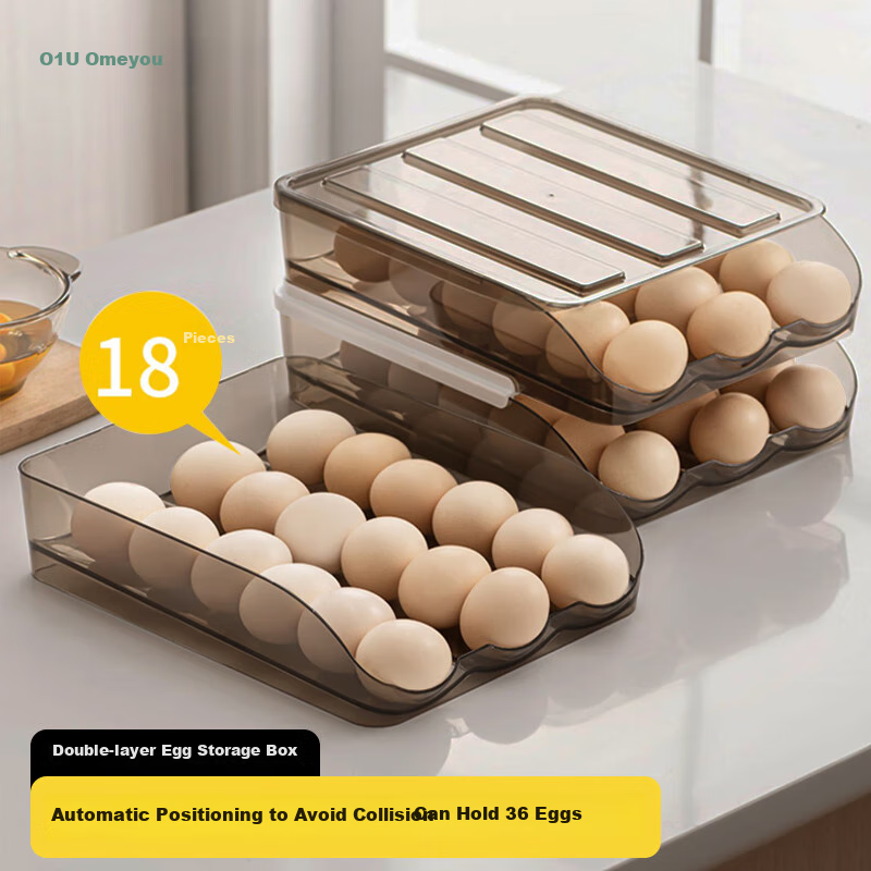 AOmeiyou Refrigerator Egg Storage Box, Drawer-Style Egg Container, Fresh-Keeping...