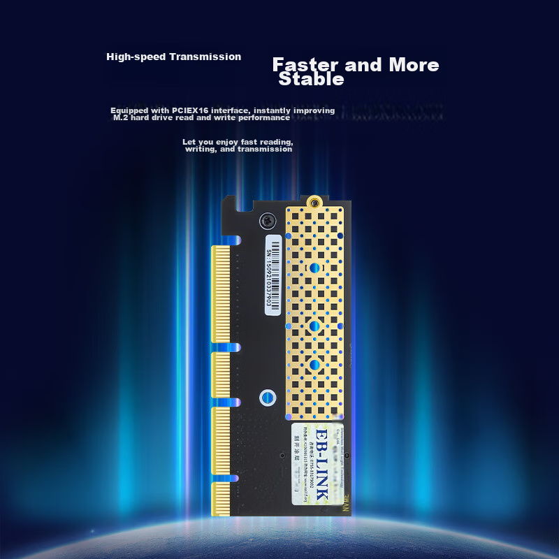 EB-LINK PCIe 4.0 X16 to M2 Expansion Card, Full Speed 64Gbps, Single M.2 Interfa...