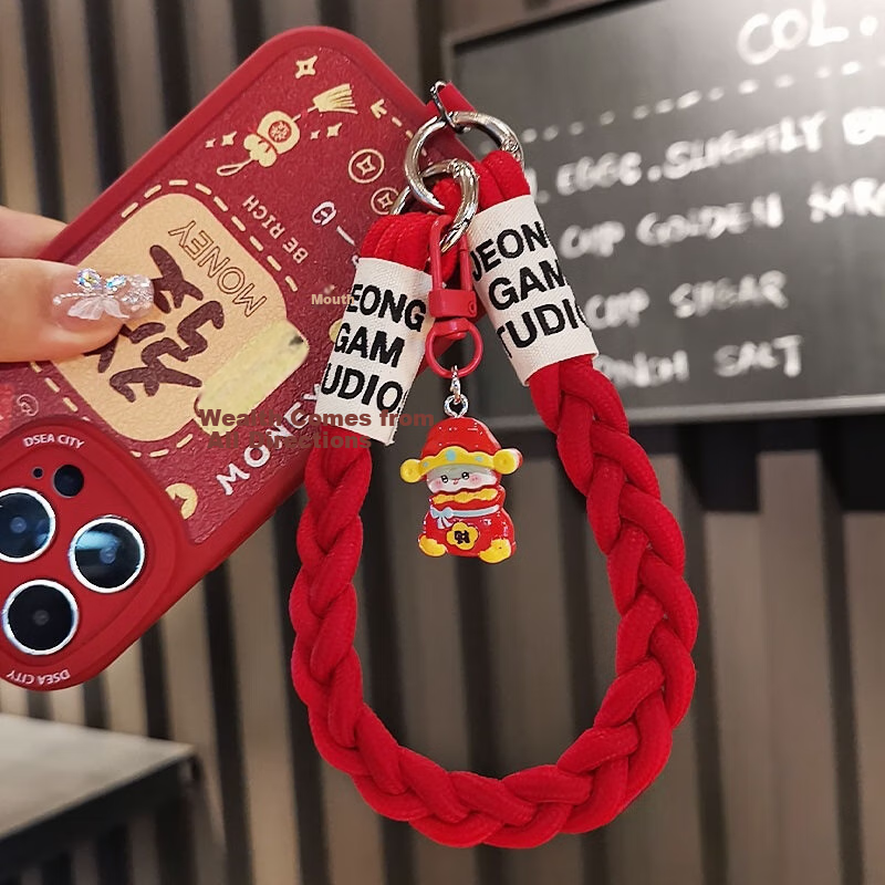 Beiyi Brand Red Phone Lanyard Wrist Short Pendant Hanging Decoration Three-stran...