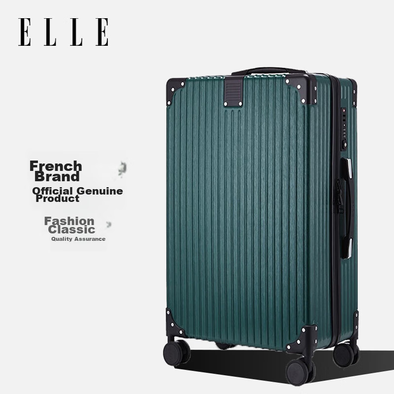 ELLE French 20-Inch Dark Green Suitcase, Women's Fashionable Trolley Case, 360-D...